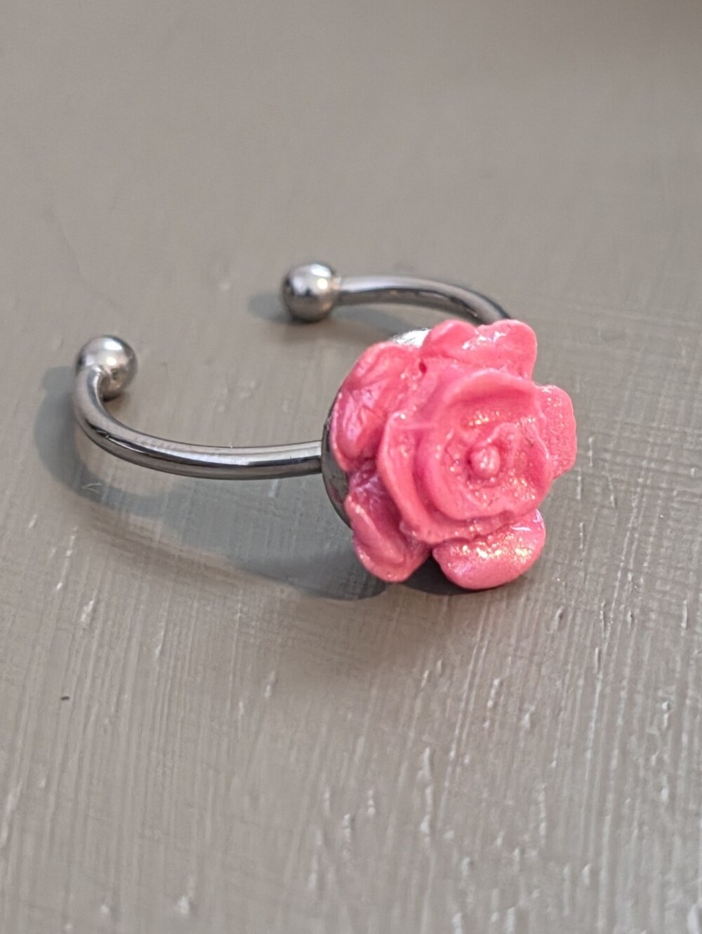 Pink Rose Floral Ring